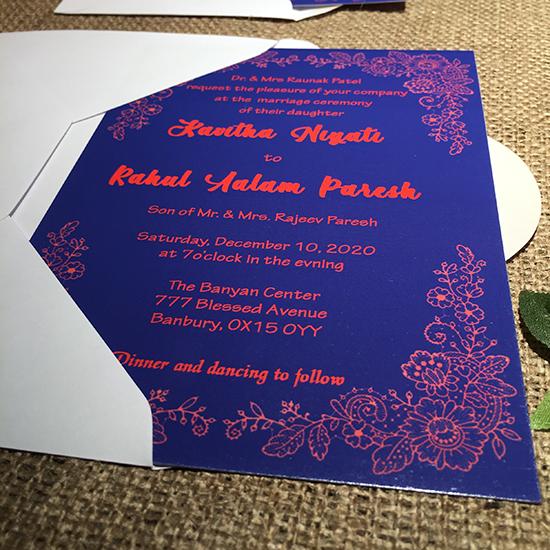 Wedding invitation personalised created to order intricate design invite evening invitation