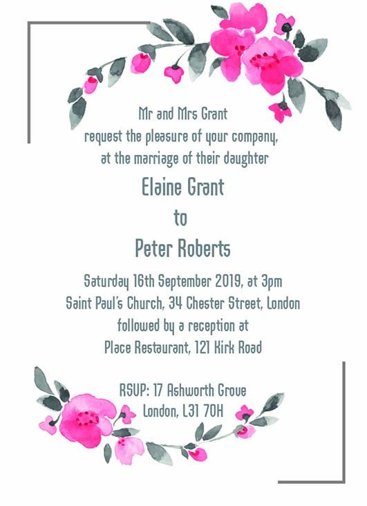 Wedding invitation personalised created to order winter rose invite evening invitation