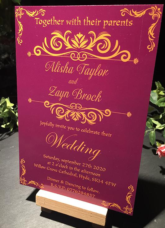 Wedding invitation personalised created to order eastern spice day invite evening invitation