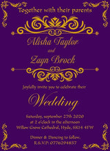 Load image into Gallery viewer, Wedding invitation personalised created to order eastern spice day invite evening invitation
