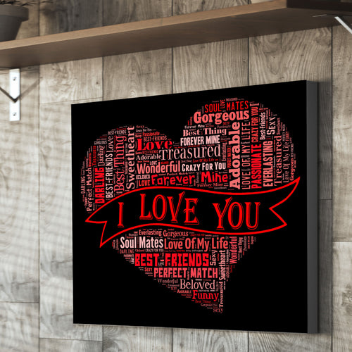 I LOVE YOU Text heart montage canvas valentines gift