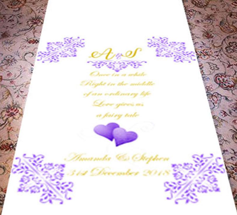 Personalised wedding aisle runner ordinary lift theme intials and text