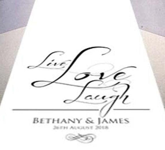 personalised wedding aisle runner live love laugh