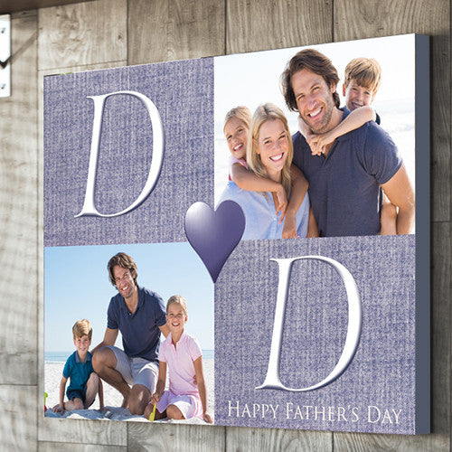 Dad Father's Day 2 images personalised gift canvas
