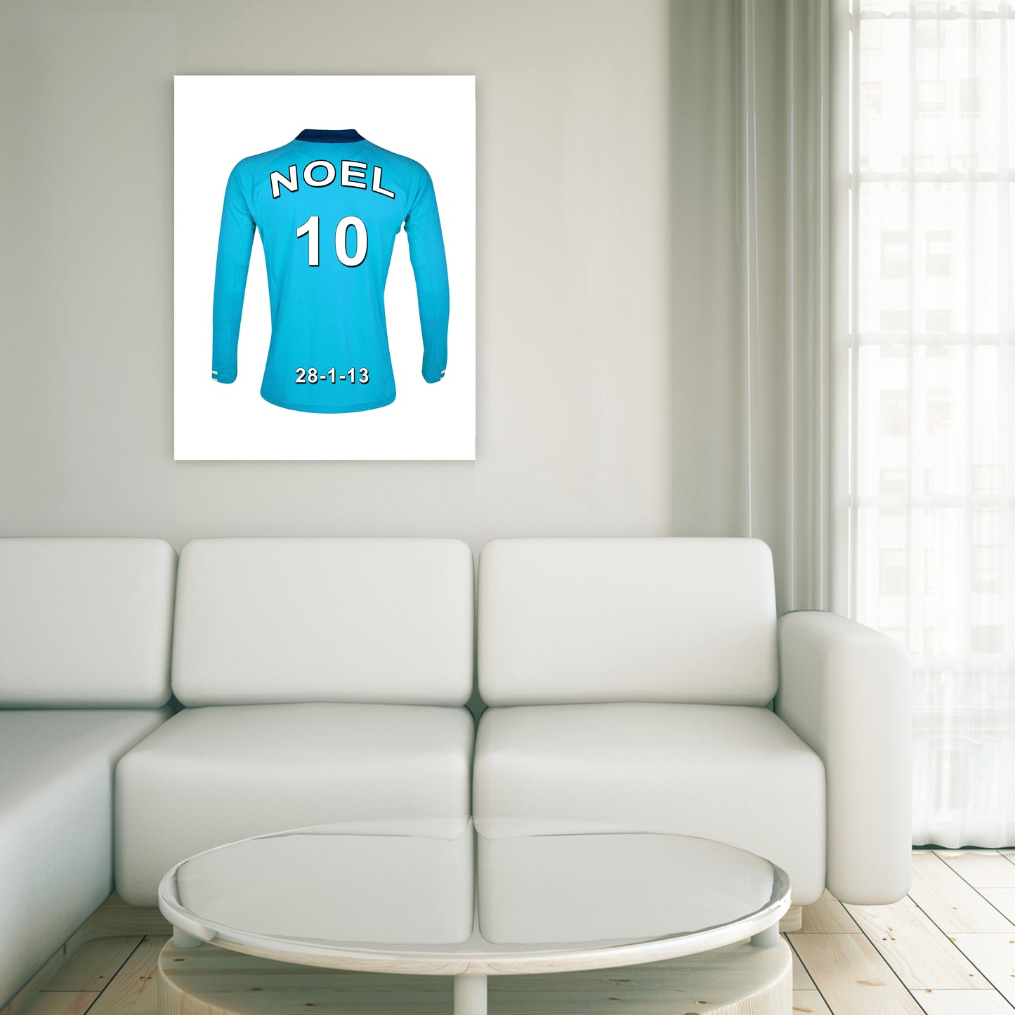 Manchester City Football Club blue personalised football shirt canvas