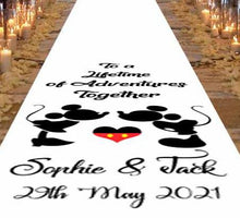 Load image into Gallery viewer, Mickey &amp; Minnie mouse personalised wedding aisle runner
