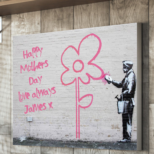 Mother's Day Flower Wall Banksy Canvas Personalised