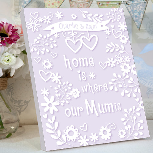 Home is where our Mum is Mother's Day Personalised Canvas