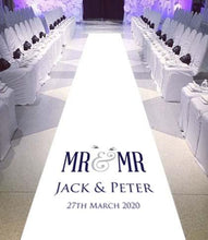 Load image into Gallery viewer, personalised wedding aisle runner LGBT Mr &amp; MR 
