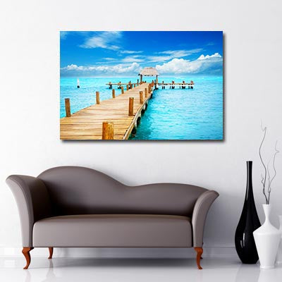 Boat dock at Sea paradise Art Canvas