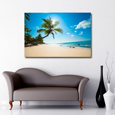 Palm Tree By The Beach Art Canvas