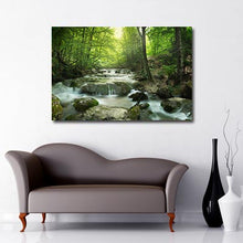 Load image into Gallery viewer, Woodland Stream beck river art canvas
