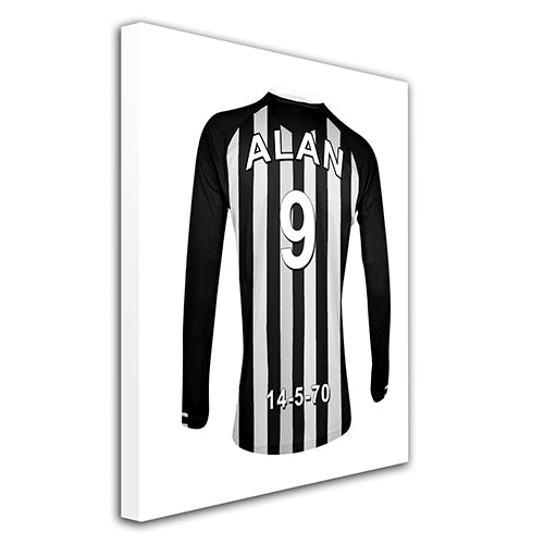 Newcastle Football Club black and white personalised football shirt canvas