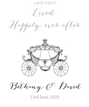 Load image into Gallery viewer, Personalised aisle runner wedding disney princess carriage theme
