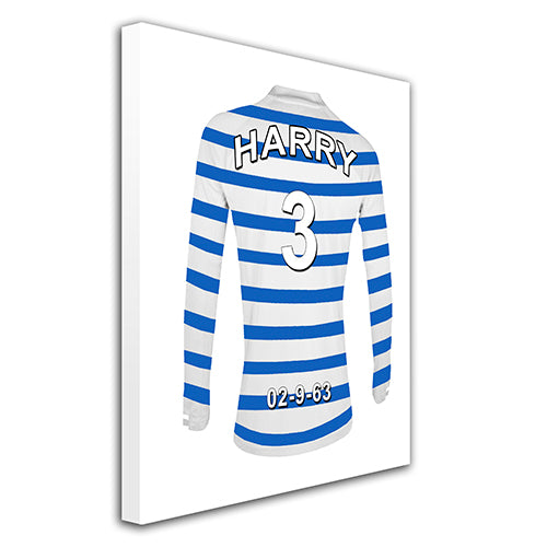 Queens Park Rangers Football Club blue and white personalised football shirt canvas