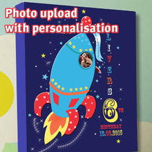 Load image into Gallery viewer, Birthday age canvas rocket personalised gift
