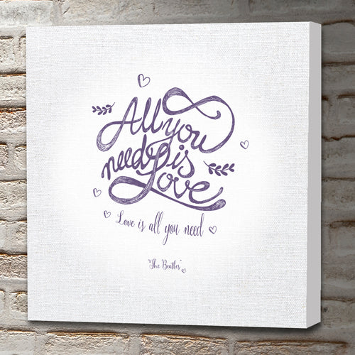 Portrait Art Canvas, Song Lyrics from The Beatles - All you need is Love