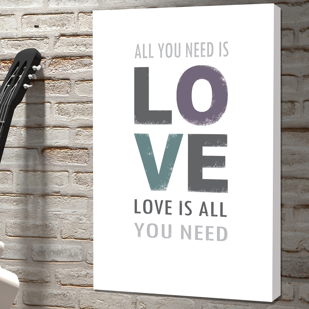 Portrait Art Canvas, Song Lyrics from The Beatles - All you need is Love