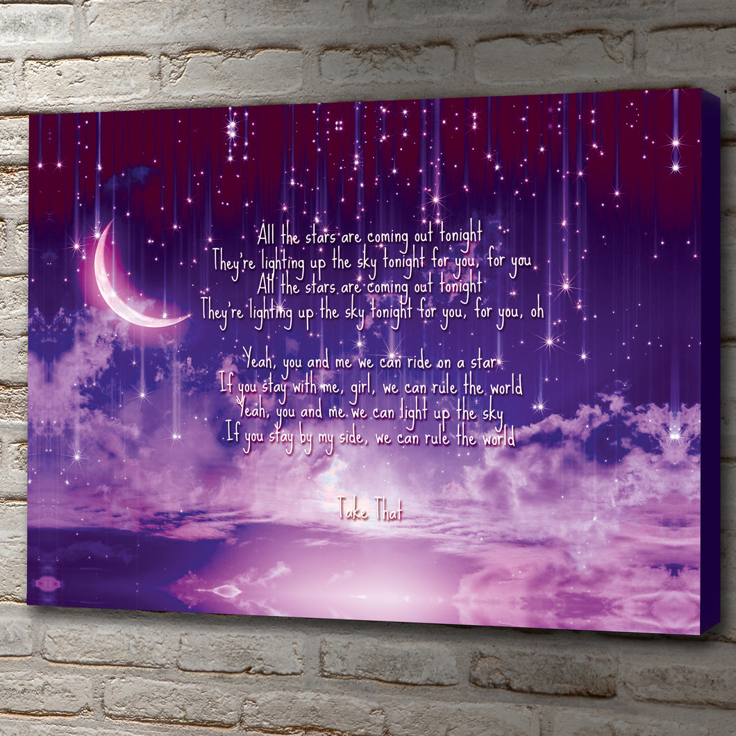 Landscape Art Canvas of lyrics from Take That, Rule The World