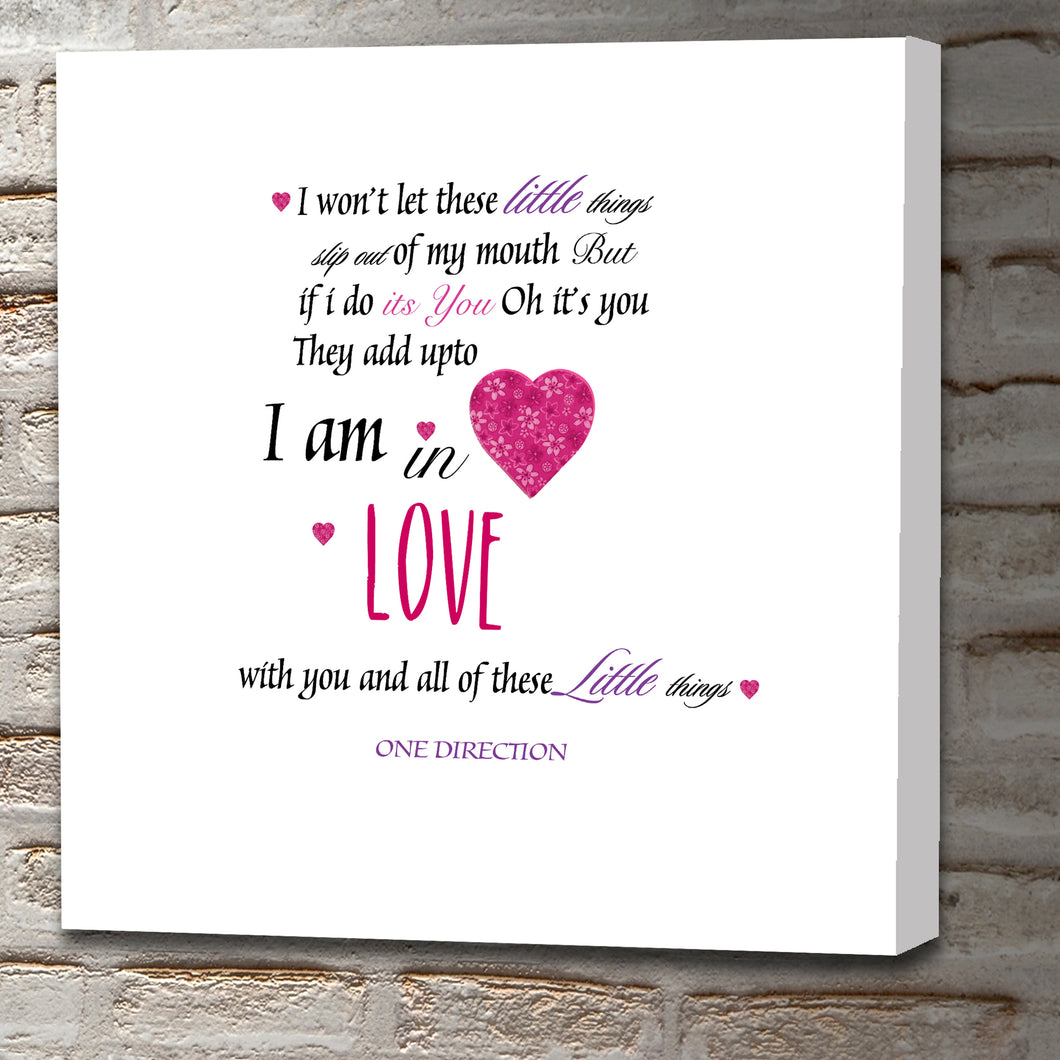 Square Art Canvas using lyrics from One Direction - Little Things