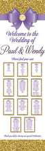 Load image into Gallery viewer, table plan seating plan glitter and bow theme wedding sign wedding banner personalised
