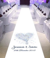 Load image into Gallery viewer, personalised wedding aisle runner snowflake theme winter wedding venue
