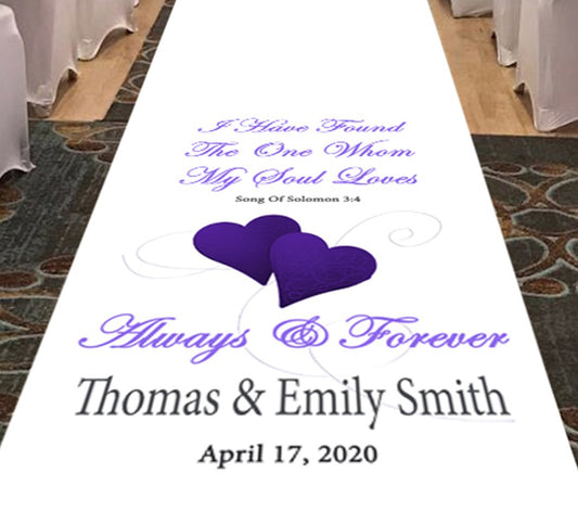 personalised wedding aisle runner song of solomon bible reading for weddings theme