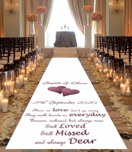 Personalised wedding aisle runner, Still missed still loved