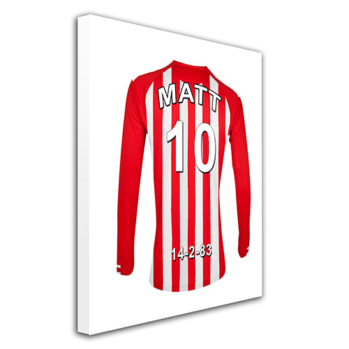 Stoke Football Club red and white personalised football shirt canvas