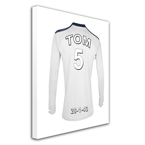 Swansea Football Club white personalised football shirt canvas