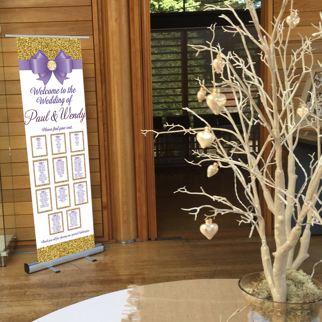 Wedding Table Plan - Wedding  Seating Plan - Glitter & Bow  - Roll Up Banner