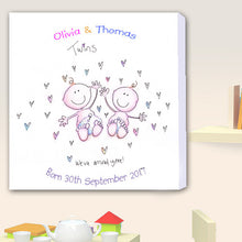 Load image into Gallery viewer, Twins Birth Announcement Canvas
