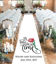 Load image into Gallery viewer, wedding aisle runner beauty and the beast a tale as old as time personalised bride and groom
