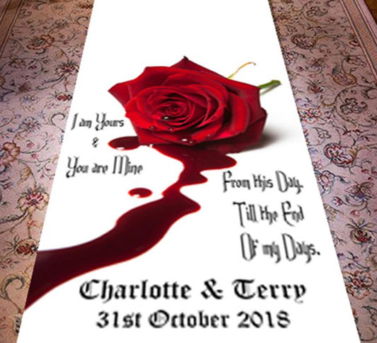 personalised wedding aisle runner till the end of my days personalised venue bride and groom Red Rose