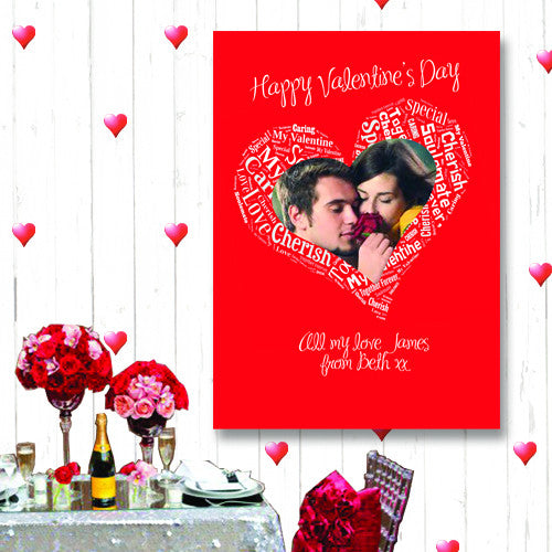Valentines Text art personalised Canvas own photo and greeting great gift