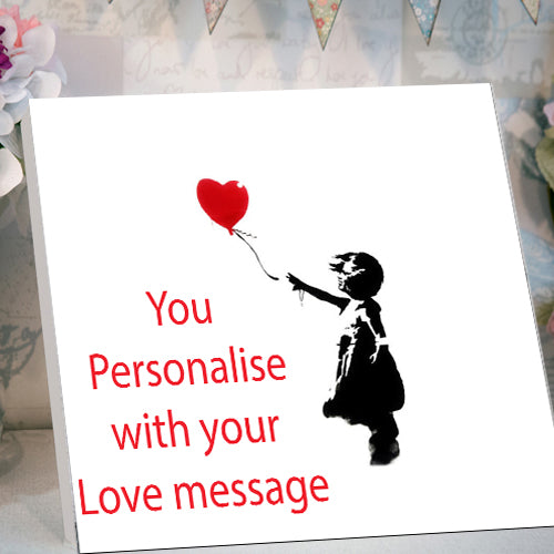 valentines desktop canvas card banksy red balloon personalised