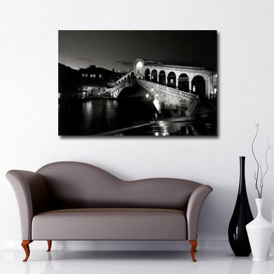Venice Rialto Bridge Black and White