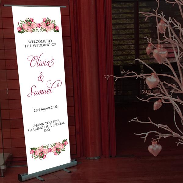 wedding welcome banner roses