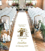 Load image into Gallery viewer, personalised wedding aisle runner  &quot;live every moment, laugh a lot love always&quot; venue bride and groom
