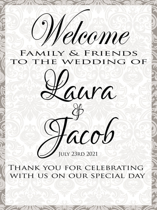 wedding welcome sign friends and family