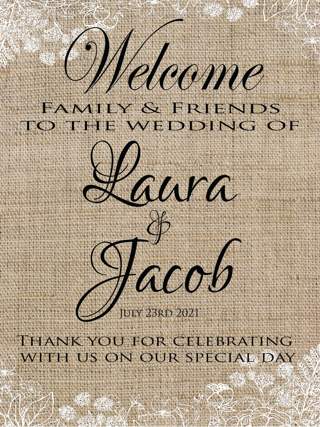 wedding welcome sign friends and family