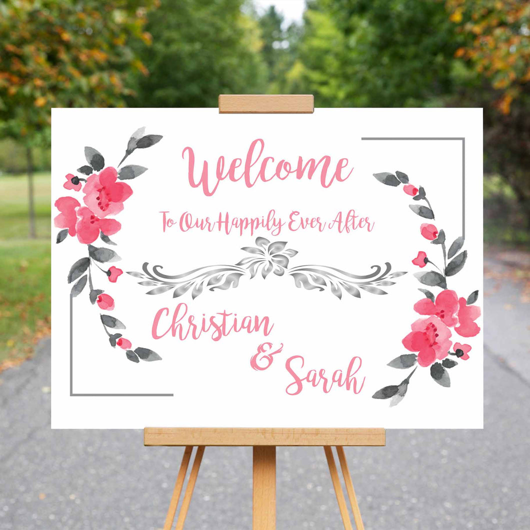 Wedding Welcome Sign - Winter Flowers