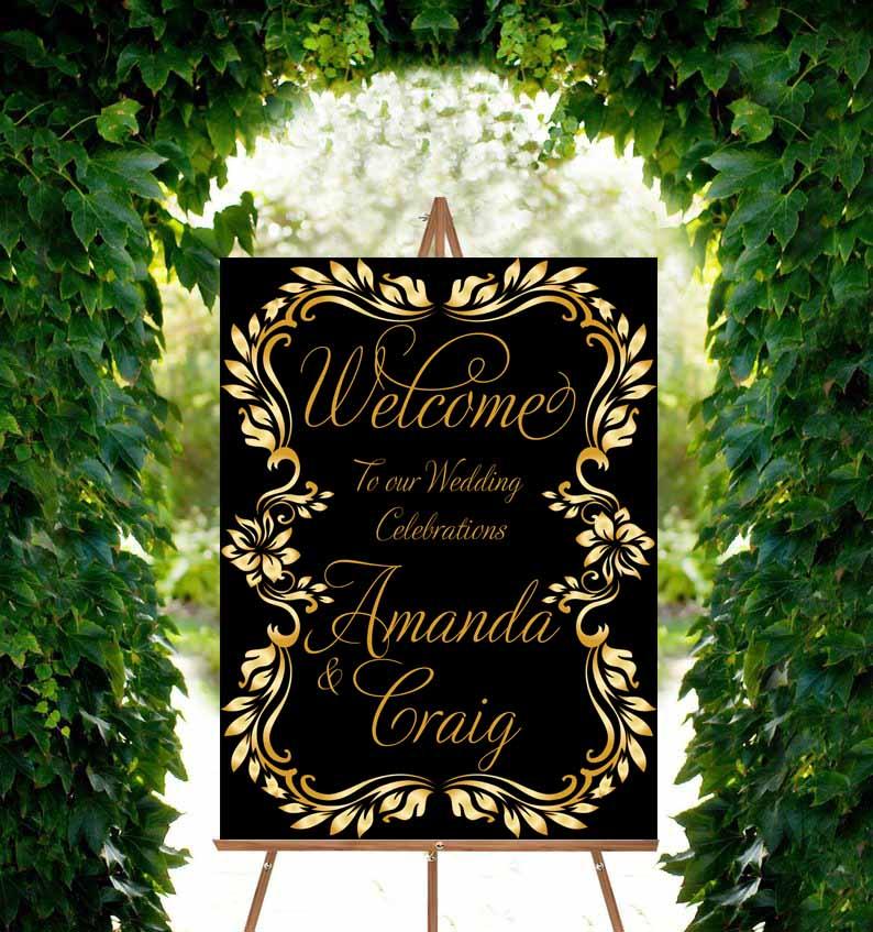 Wedding Welcome Sign - Vintage Flowers