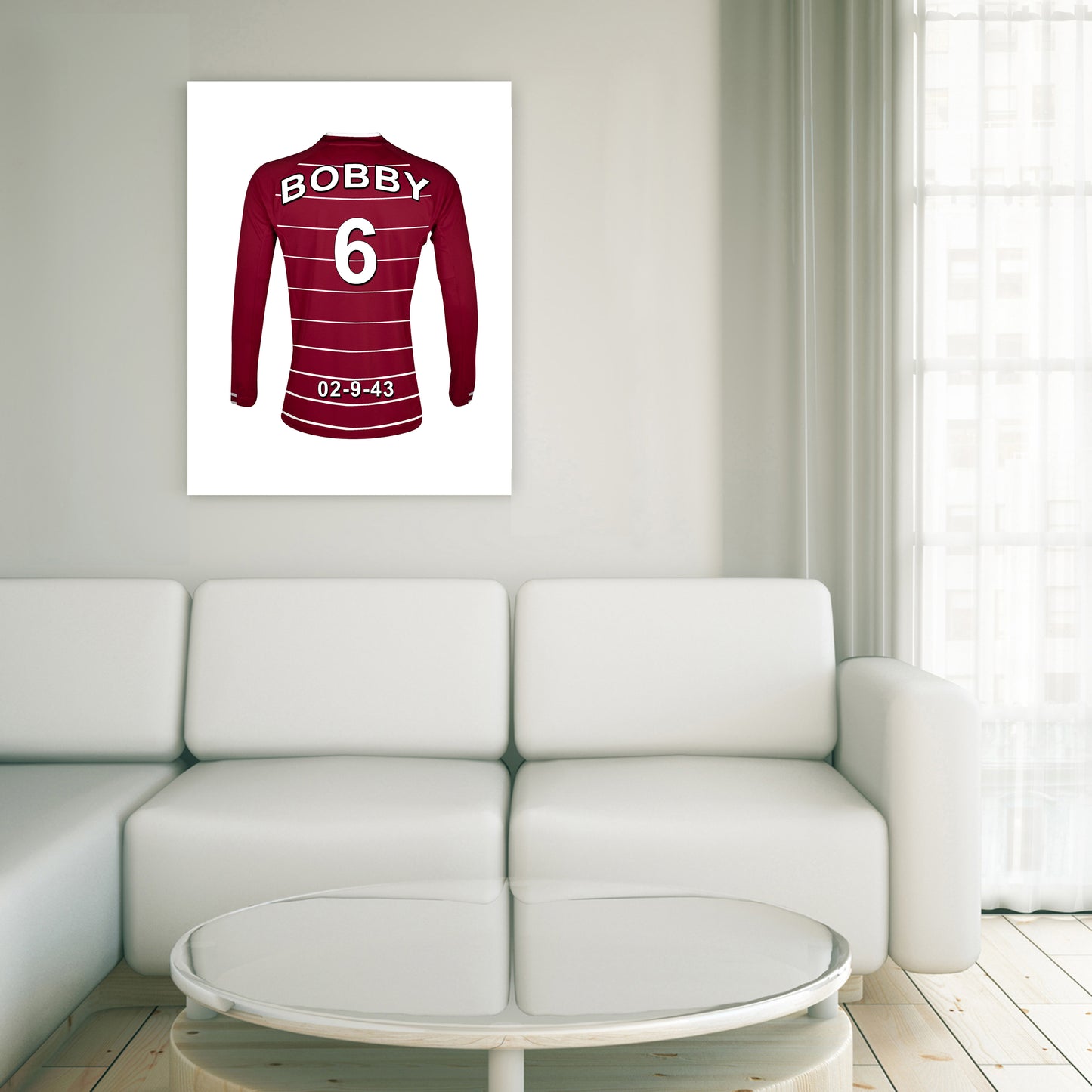 West Ham  claret and white personalised football shirt canvas