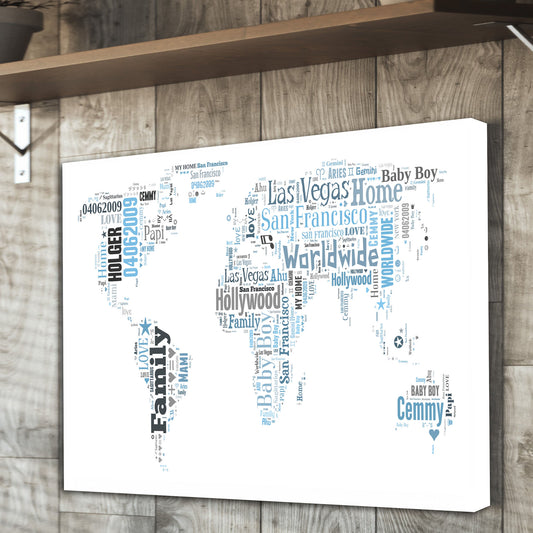 World Map Text Montage