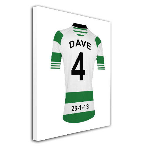 Celtic green and white  personalised football shirt canvas