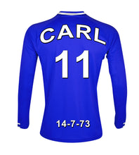 Load image into Gallery viewer, Chelsea blue and white  personalised football shirt canvas
