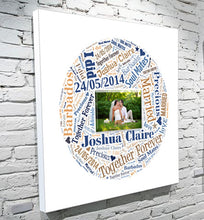 Load image into Gallery viewer, Circle photo and text art word art canvas gift

