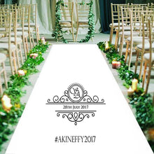 Load image into Gallery viewer, Personalised wedding aisle runner, formal, initials and wedding date 
