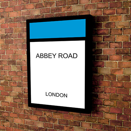 Monopoly style printed and framed personalised canvas - light blue
